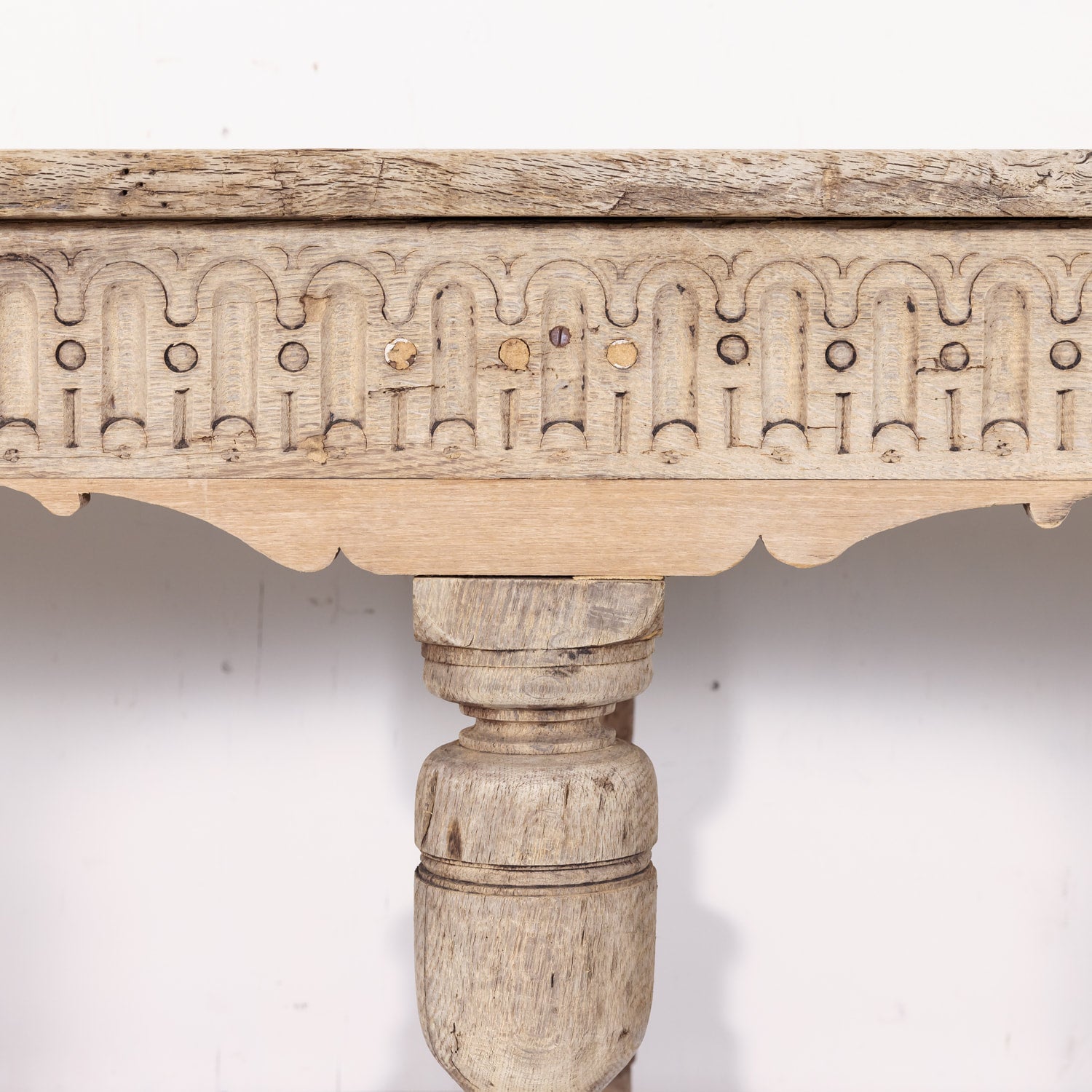 18th Century Carved Bleached Oak French Louis XIII Style Monastery Table from Normandy