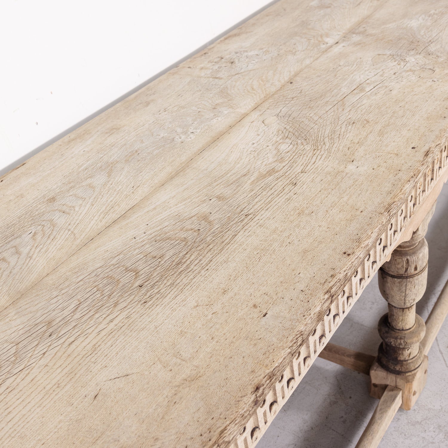 18th Century Carved Bleached Oak French Louis XIII Style Monastery Table from Normandy