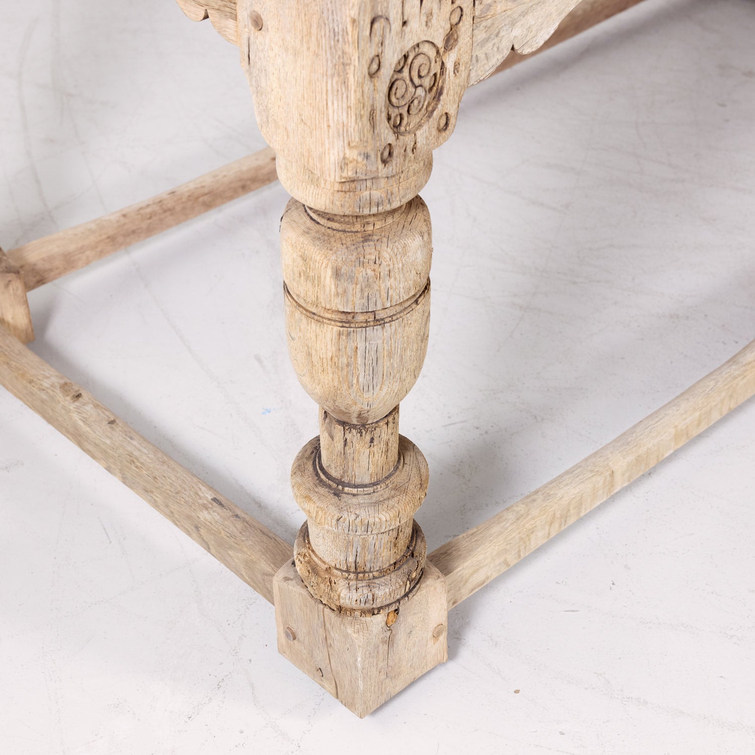 18th Century Carved Bleached Oak French Louis XIII Style Monastery Table from Normandy