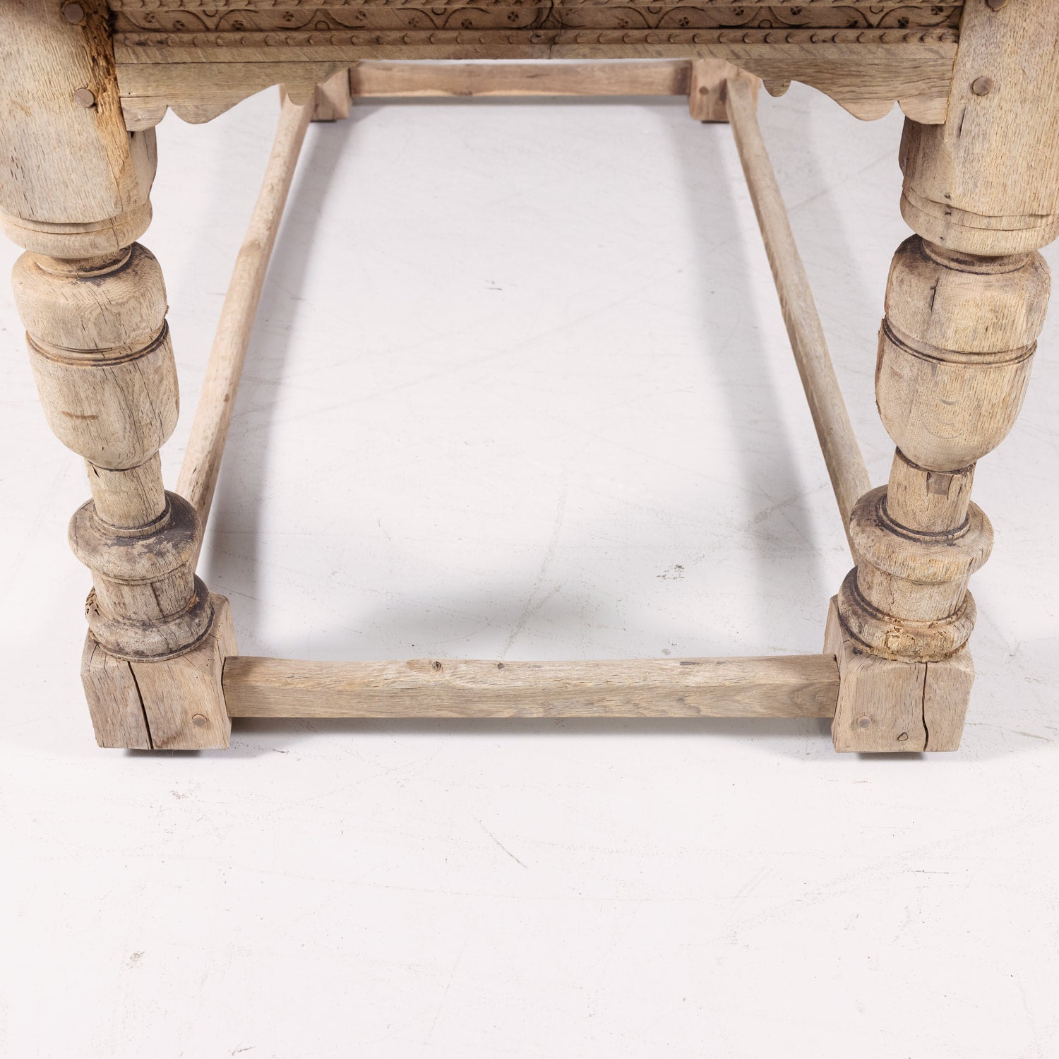 18th Century Carved Bleached Oak French Louis XIII Style Monastery Table from Normandy