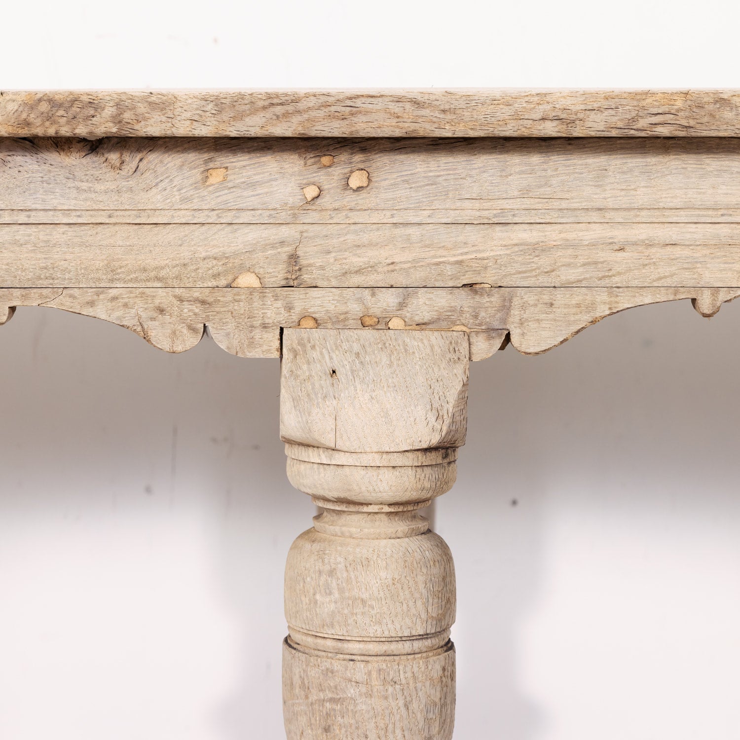 18th Century Carved Bleached Oak French Louis XIII Style Monastery Table from Normandy