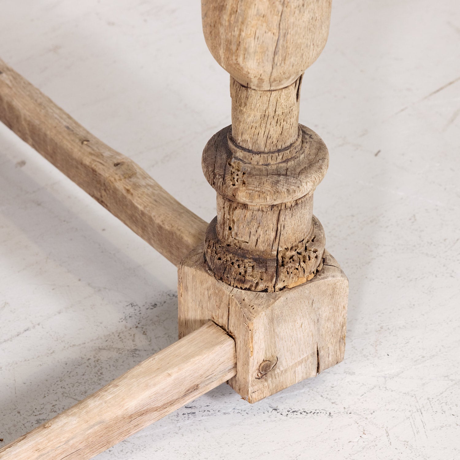 18th Century Carved Bleached Oak French Louis XIII Style Monastery Table from Normandy