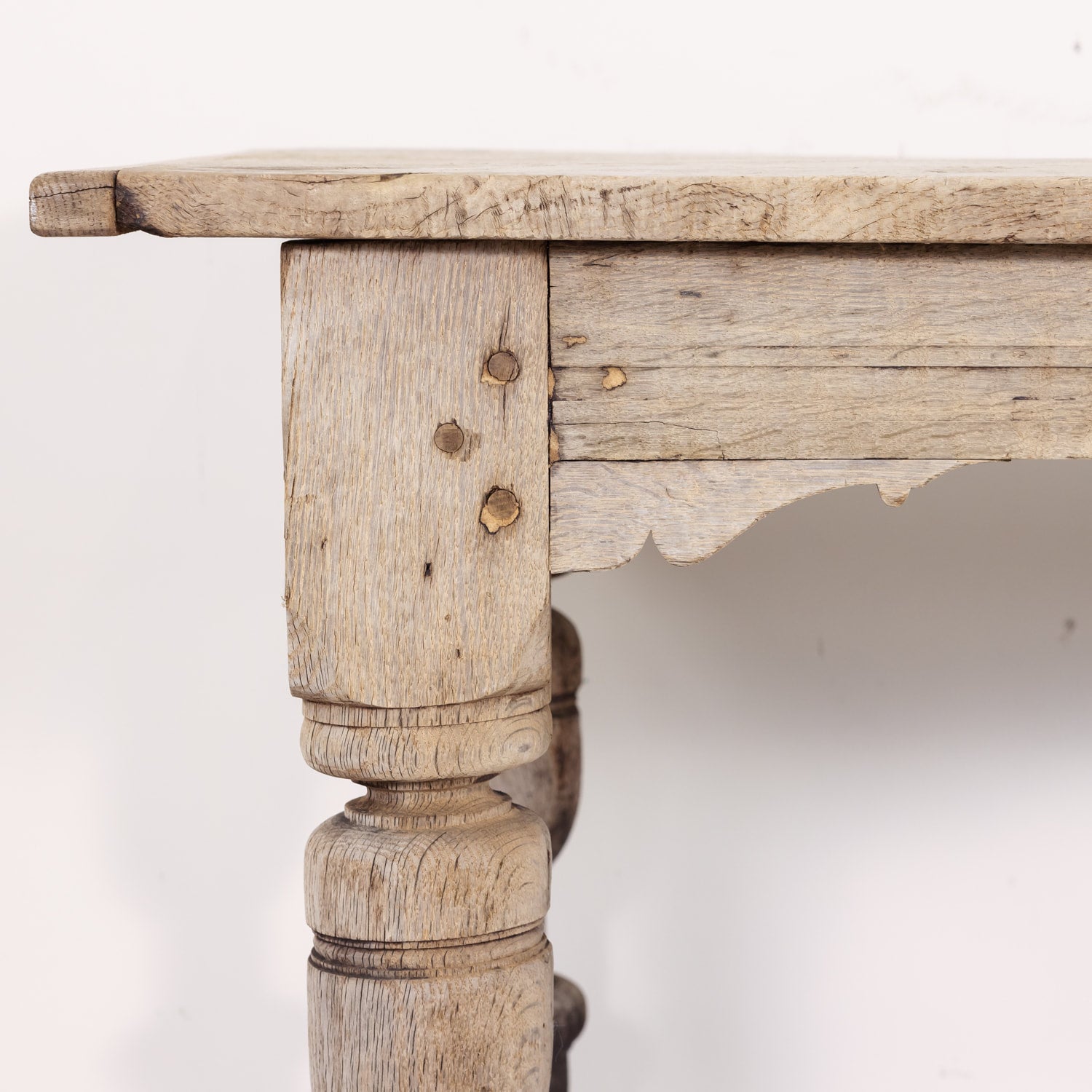 18th Century Carved Bleached Oak French Louis XIII Style Monastery Table from Normandy