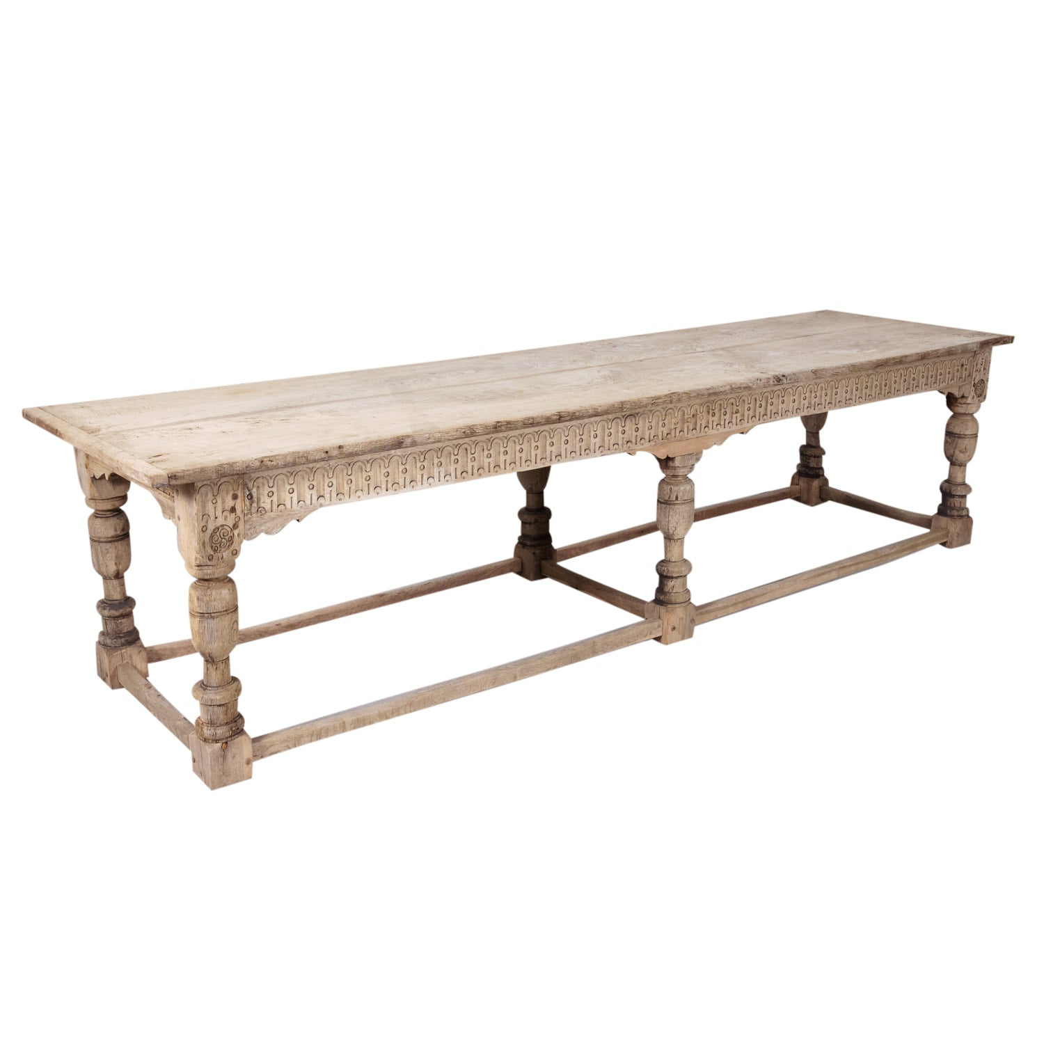 18th Century Carved Bleached Oak French Louis XIII Style Monastery Table from Normandy