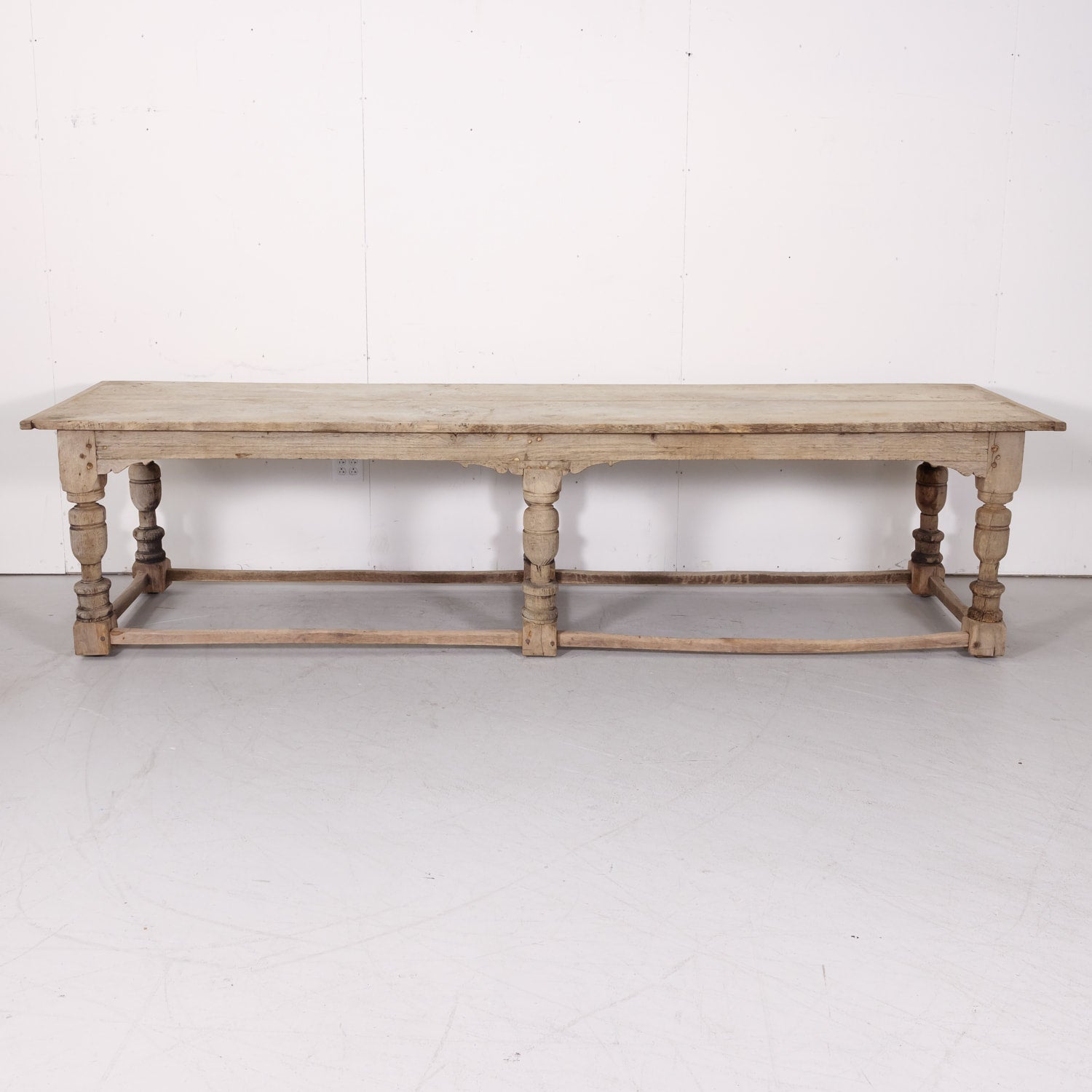 18th Century Carved Bleached Oak French Louis XIII Style Monastery Table from Normandy
