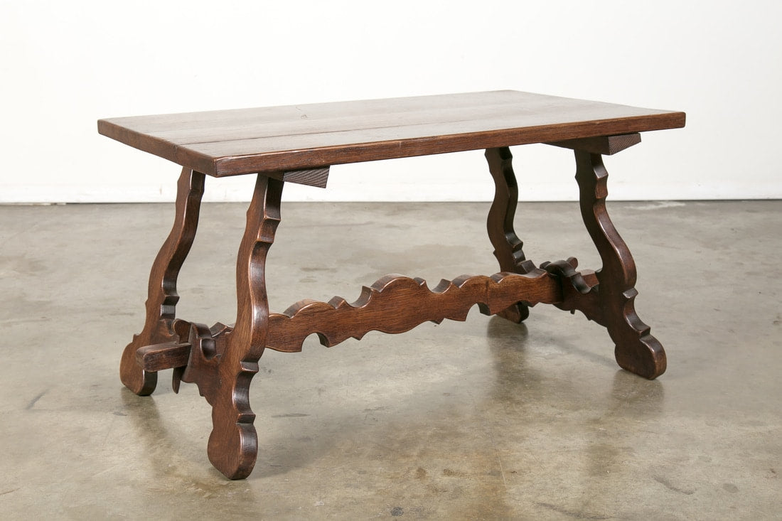 Antique Spanish Colonial Style Oak Coffee Table 
