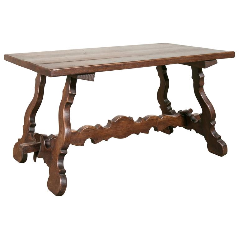 Antique Spanish Colonial Style Oak Coffee Table 