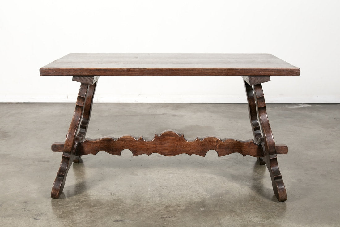 Antique Spanish Colonial Style Oak Coffee Table 