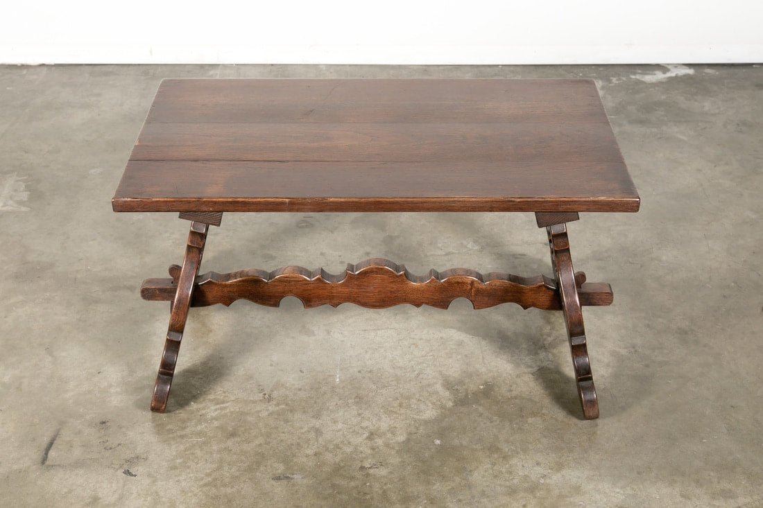 Antique Spanish Colonial Style Oak Coffee Table 