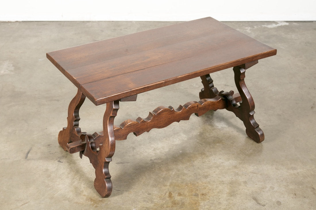 Antique Spanish Colonial Style Oak Coffee Table 