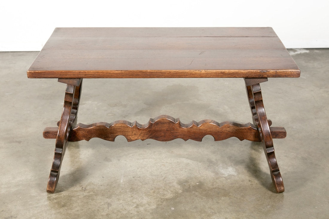 Antique Spanish Colonial Style Oak Coffee Table 