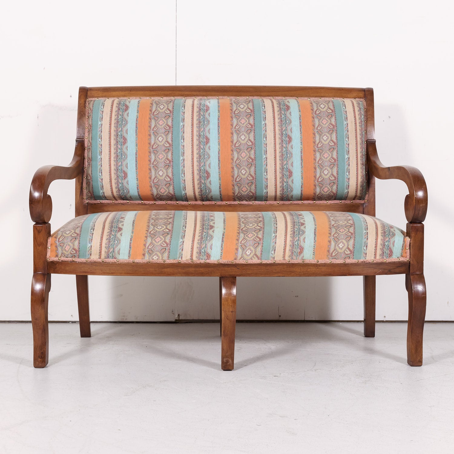 19th Century French Restauration Period Walnut Settee or Bench