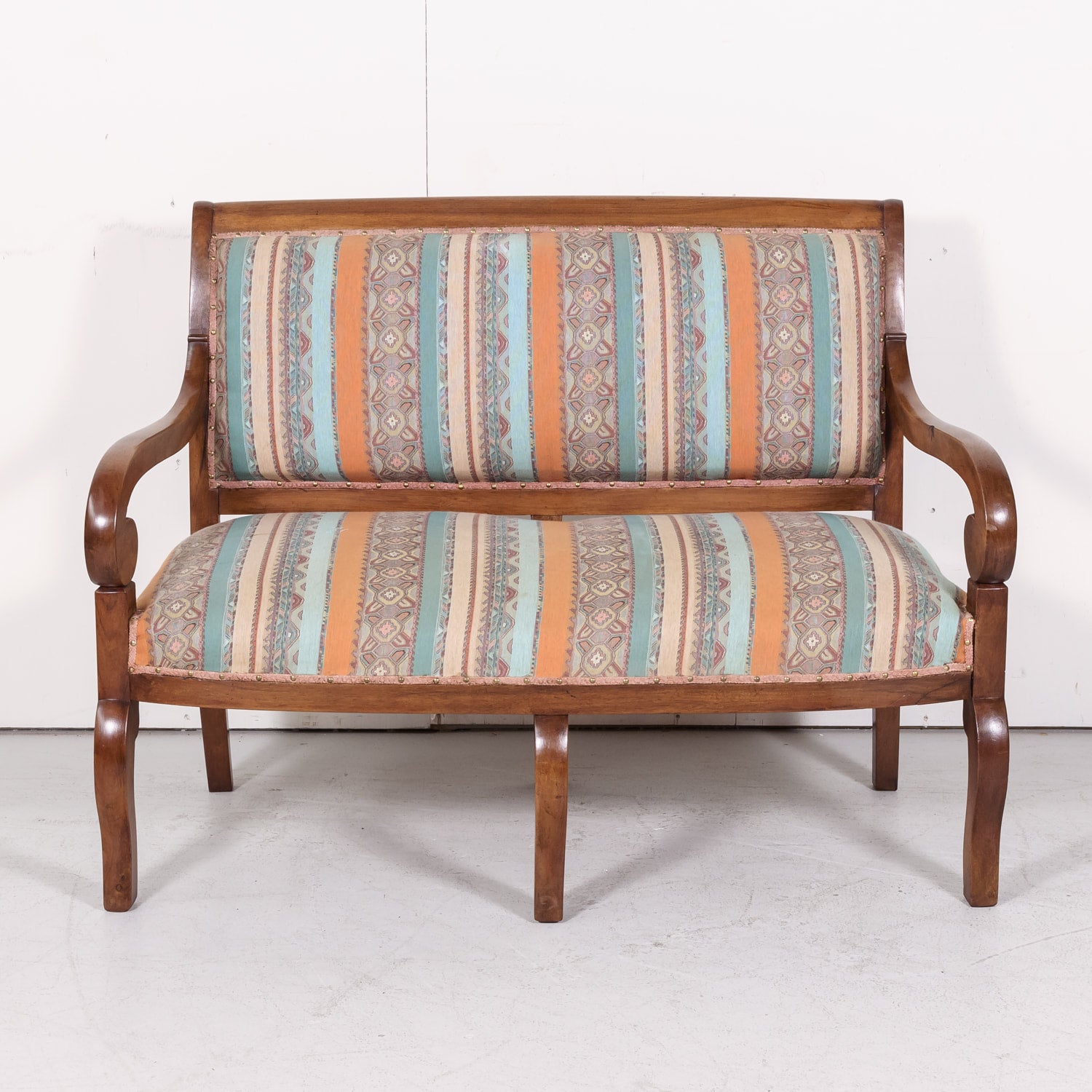 19th Century French Restauration Period Walnut Settee or Bench