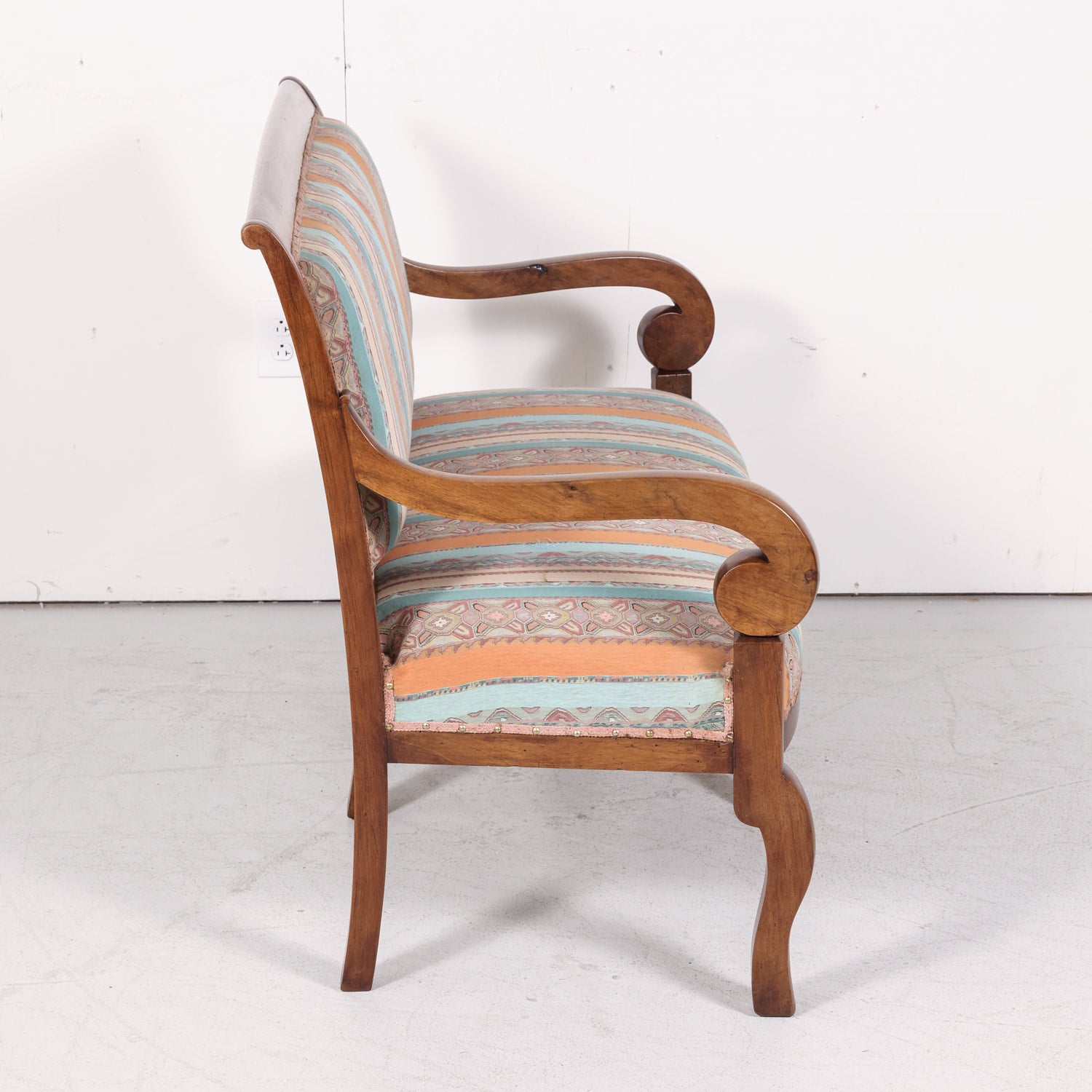 19th Century French Restauration Period Walnut Settee or Bench