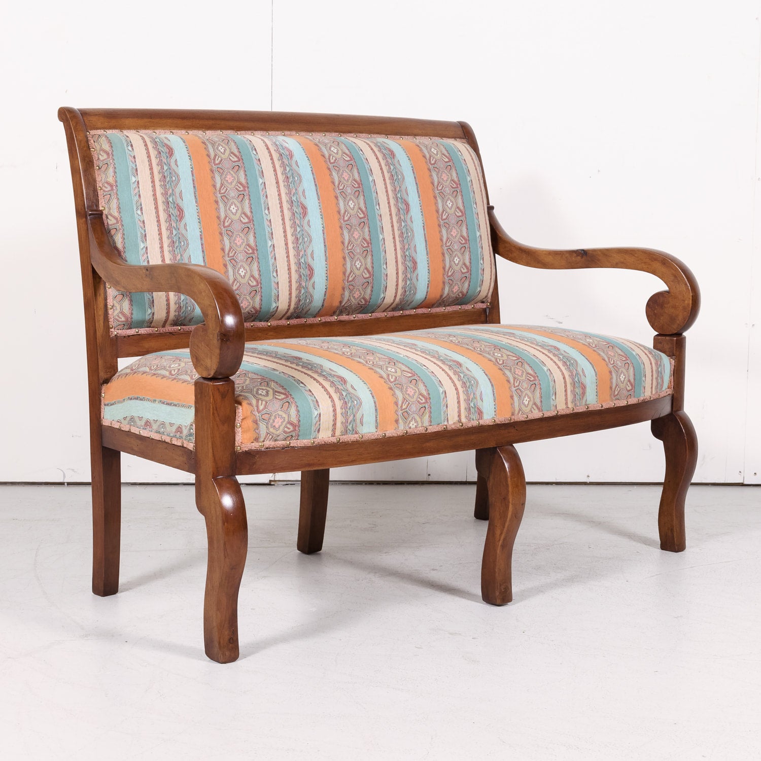 19th Century French Restauration Period Walnut Settee or Bench