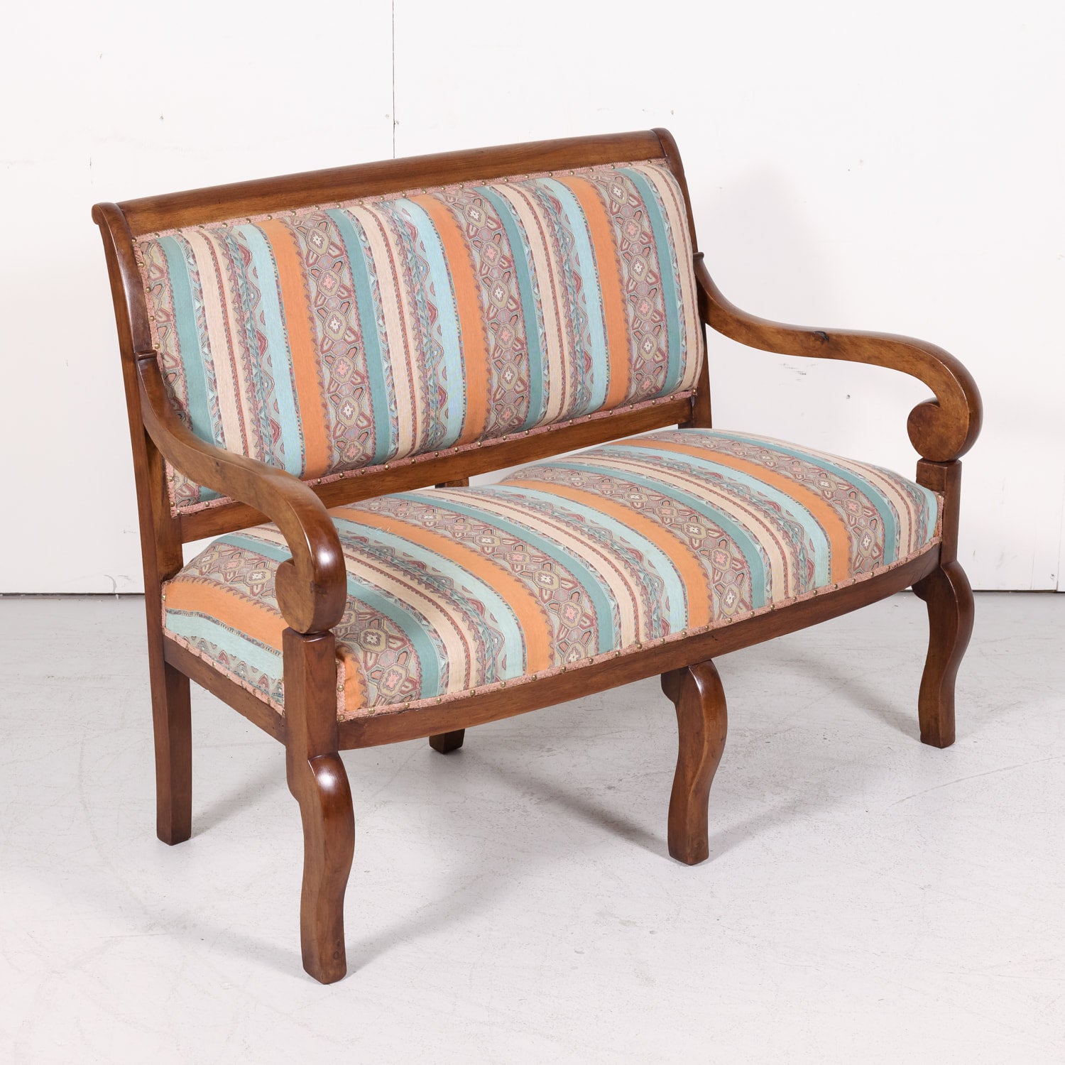 19th Century French Restauration Period Walnut Settee or Bench