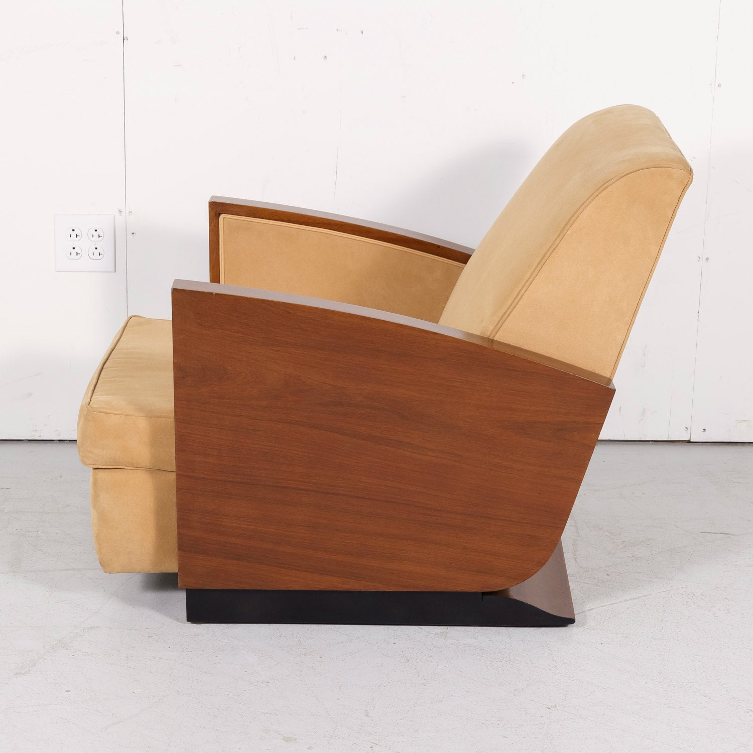 1930s French Art Deco Period Walnut Armchair or Lounge Chair