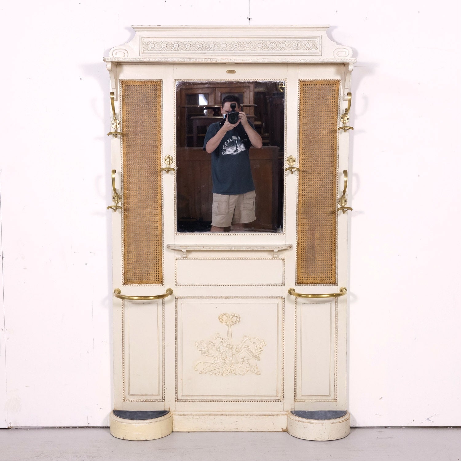 Early 20th Century French Louis XVI Style Carved and Painted Hall Tree by Louis Chambry