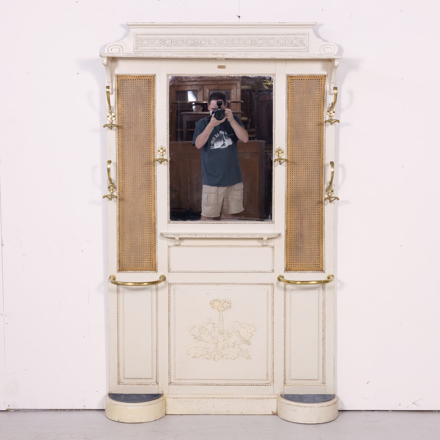 Early 20th Century French Louis XVI Style Carved and Painted Hall Tree by Louis Chambry