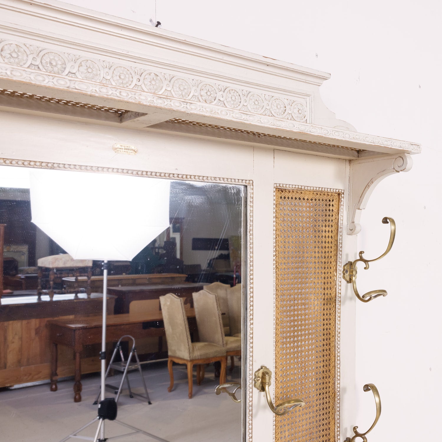 Early 20th Century French Louis XVI Style Carved and Painted Hall Tree by Louis Chambry