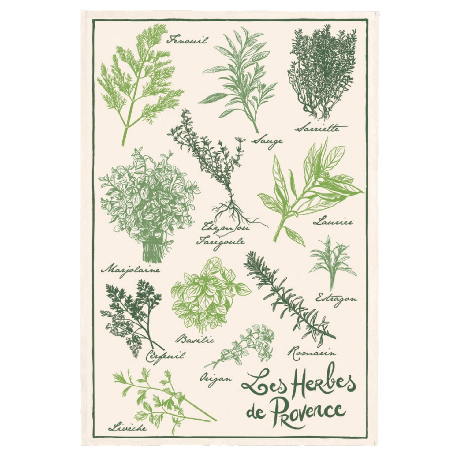 Herbs de Provence Tea Towel by Torchons & Bouchons