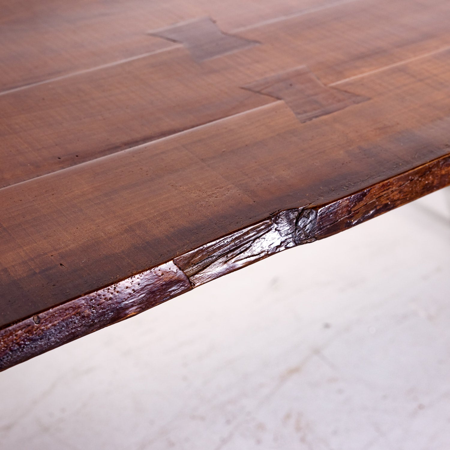 Impressive 19th Century French Reclaimed Cherrywood Live Edge Harvest Trestle Table