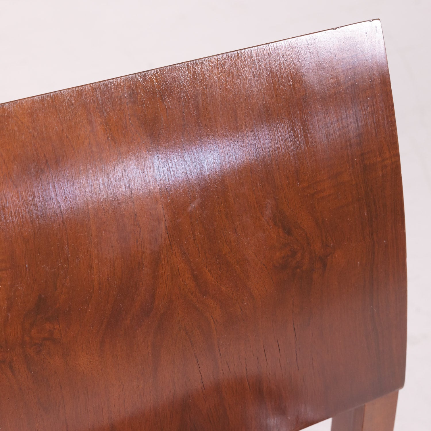 Set of 6 French Art Deco Period Leather and Walnut Side Dining Chairs