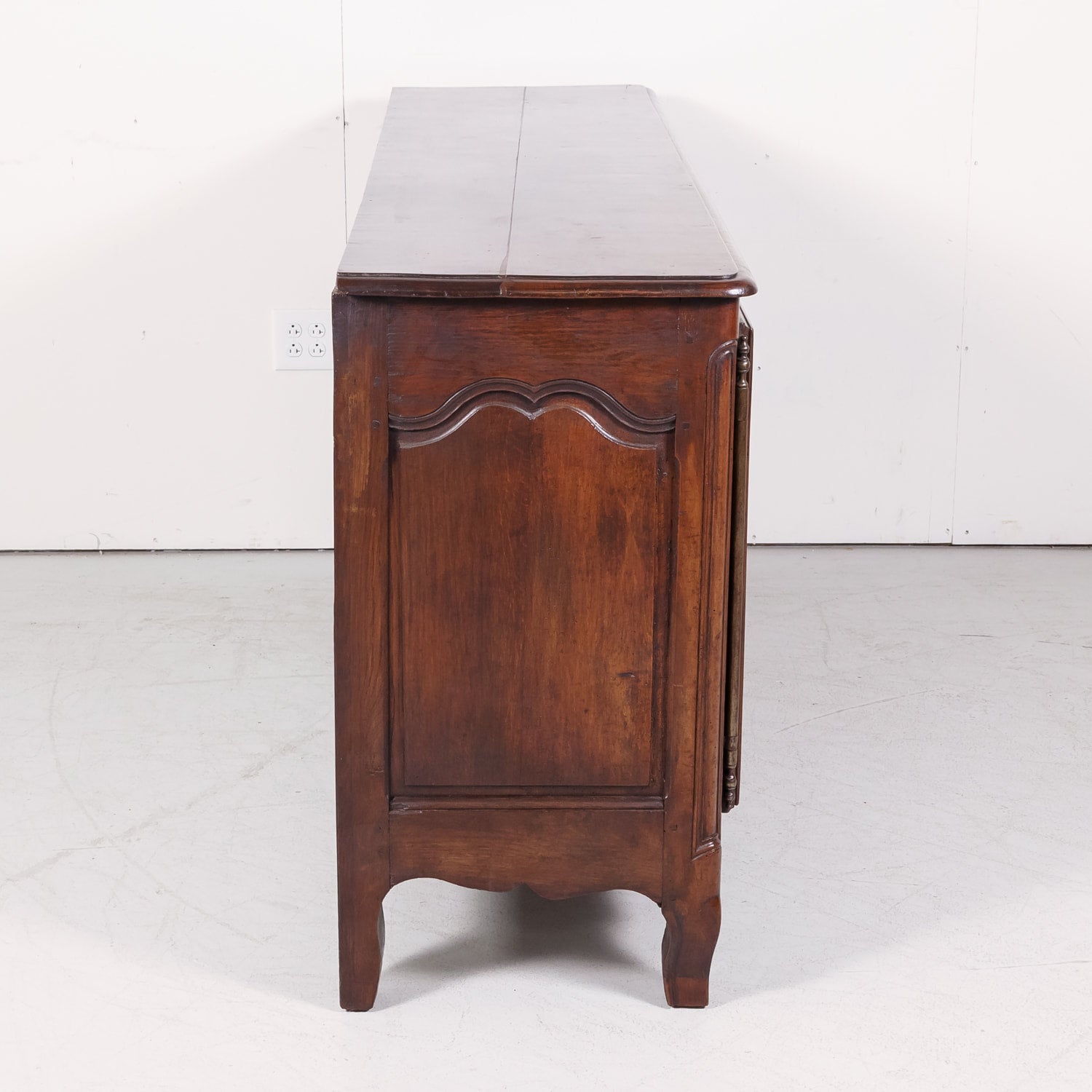 19th Century French Country Louis XV Style Walnut Buffet with Center Drawers