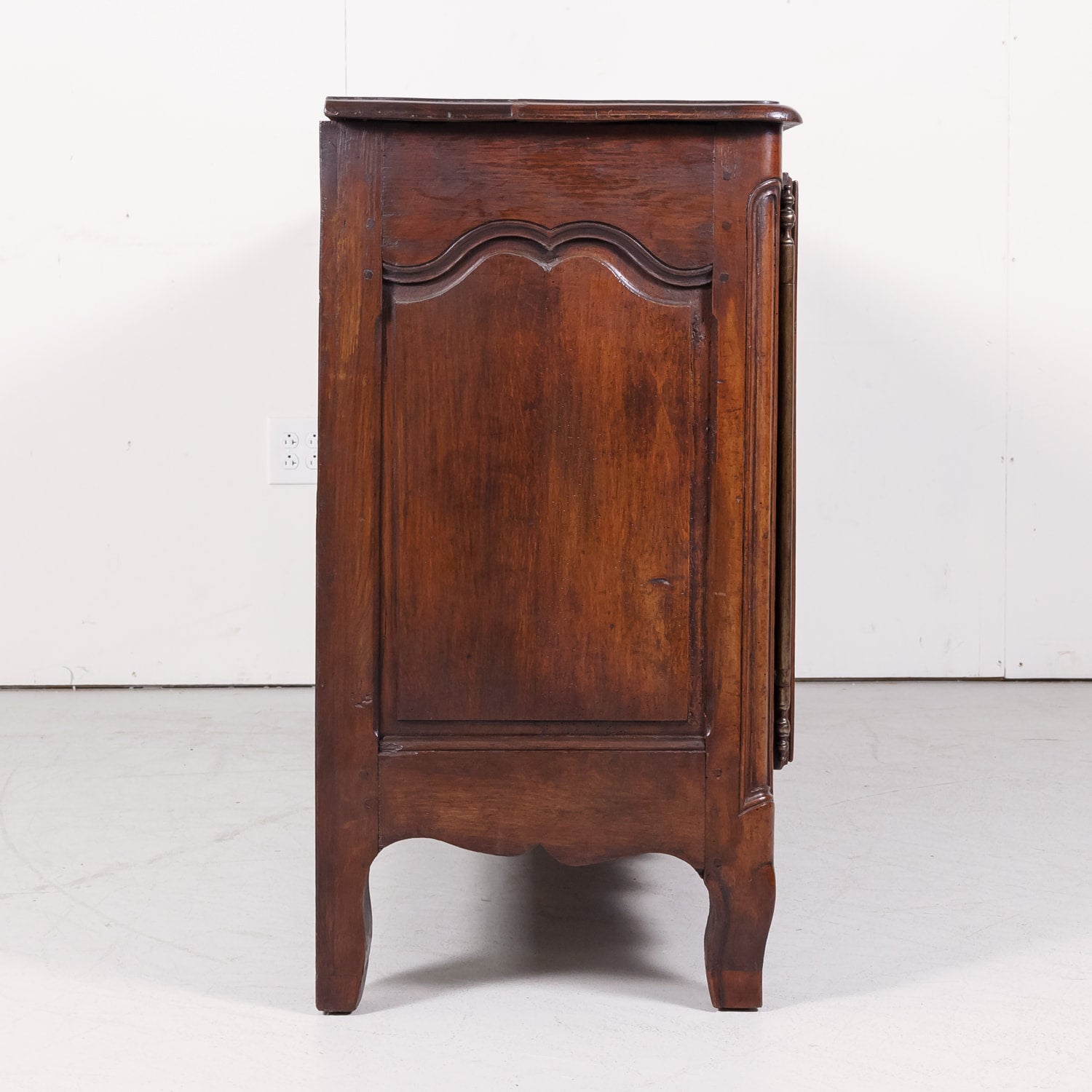 19th Century French Country Louis XV Style Walnut Buffet with Center Drawers