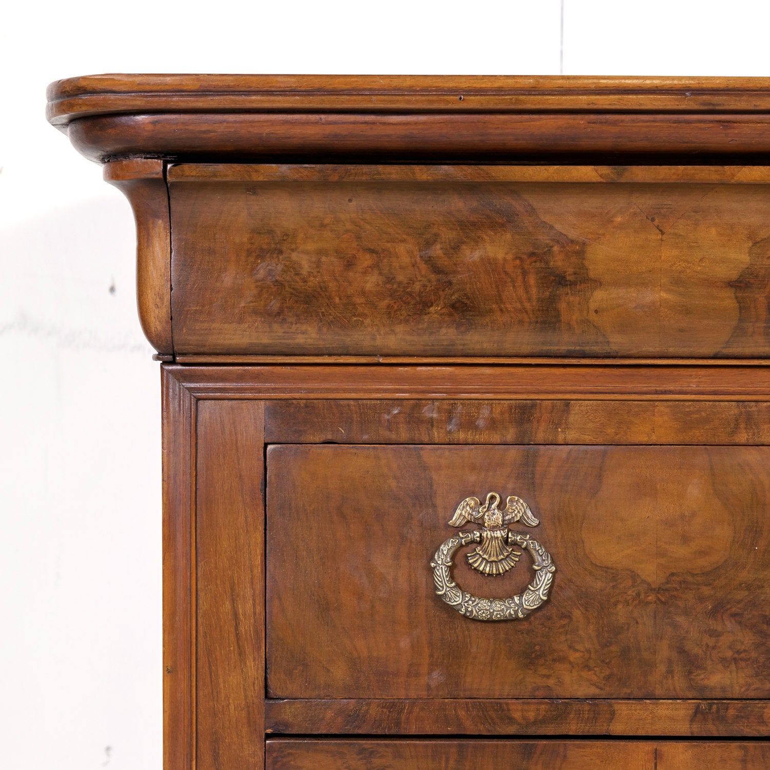19th Century French Louis Philippe Period Walnut Commode with Bookmatched Burled Walnut Front