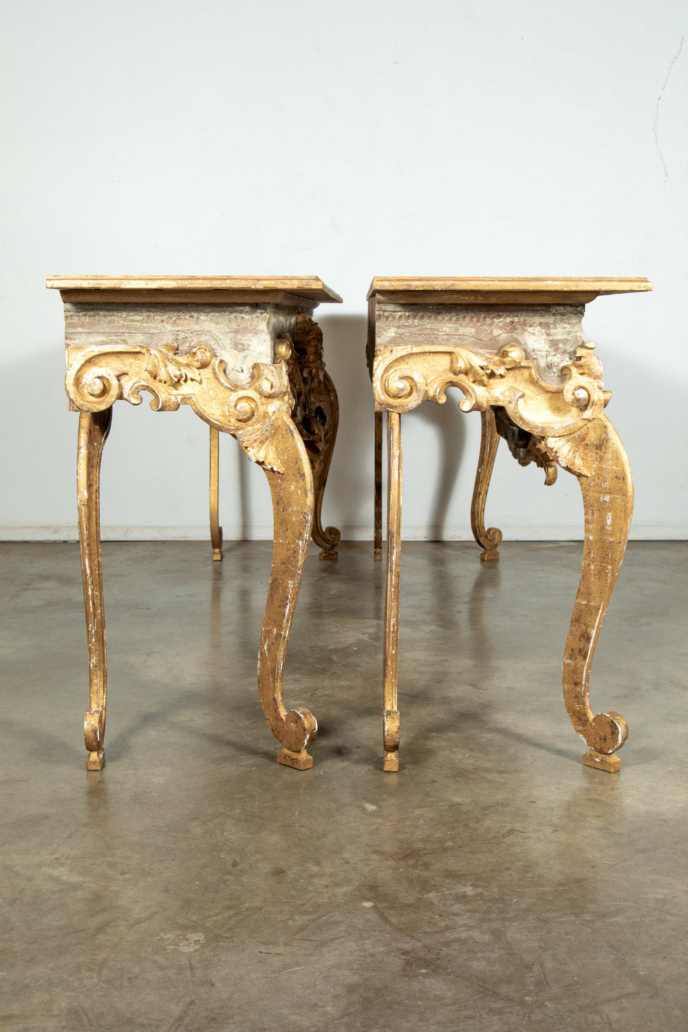 French Baroque Style Painted and Parcel Gilt Fragment Console Table