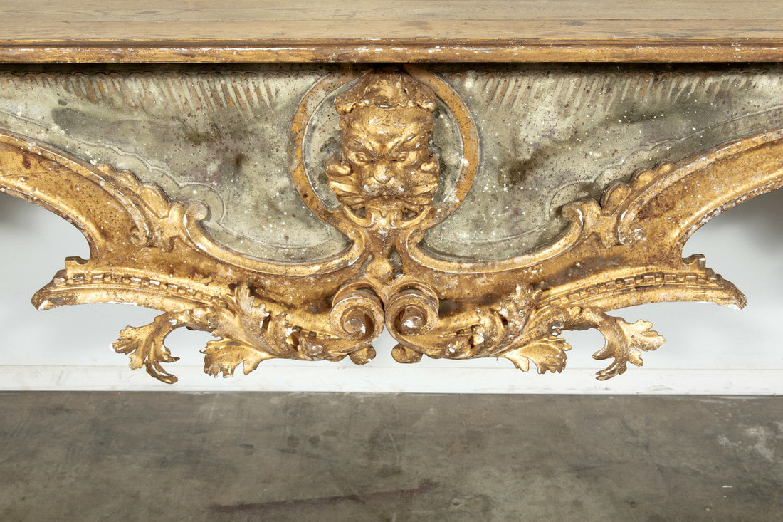 French Baroque Style Painted and Parcel Gilt Fragment Console Table