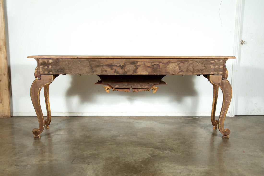 French Baroque Style Painted and Parcel Gilt Fragment Console Table