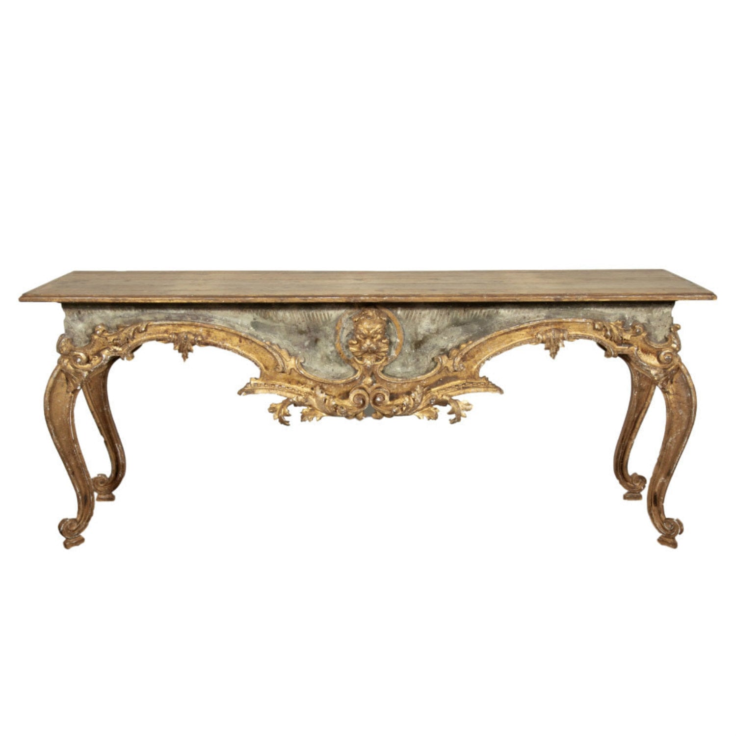 French Baroque Style Painted and Parcel Gilt Fragment Console Table