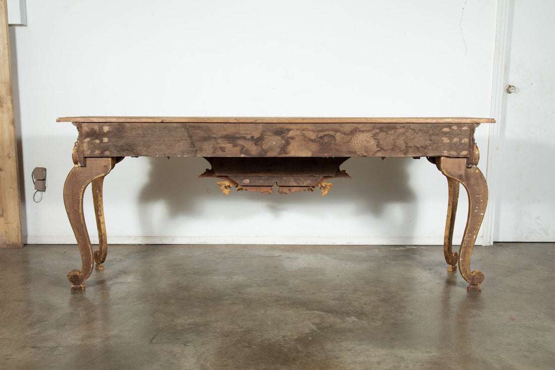 French Baroque Style Painted and Parcel Gilt Fragment Console Table