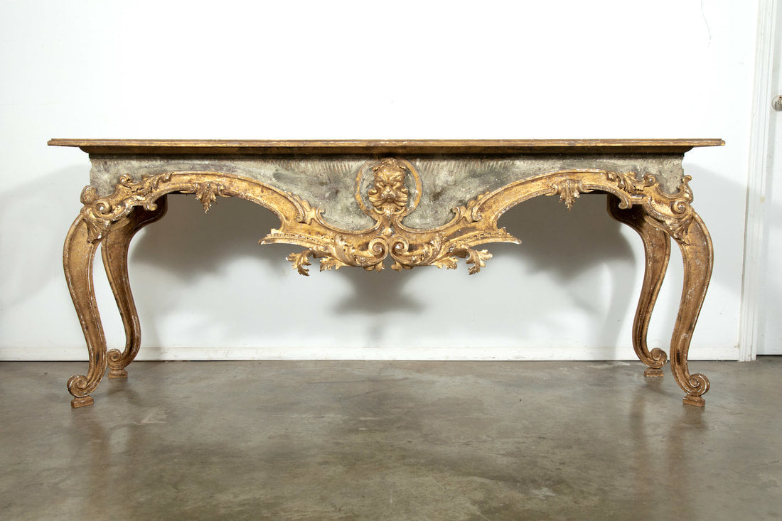 French Baroque Style Painted and Parcel Gilt Fragment Console Table