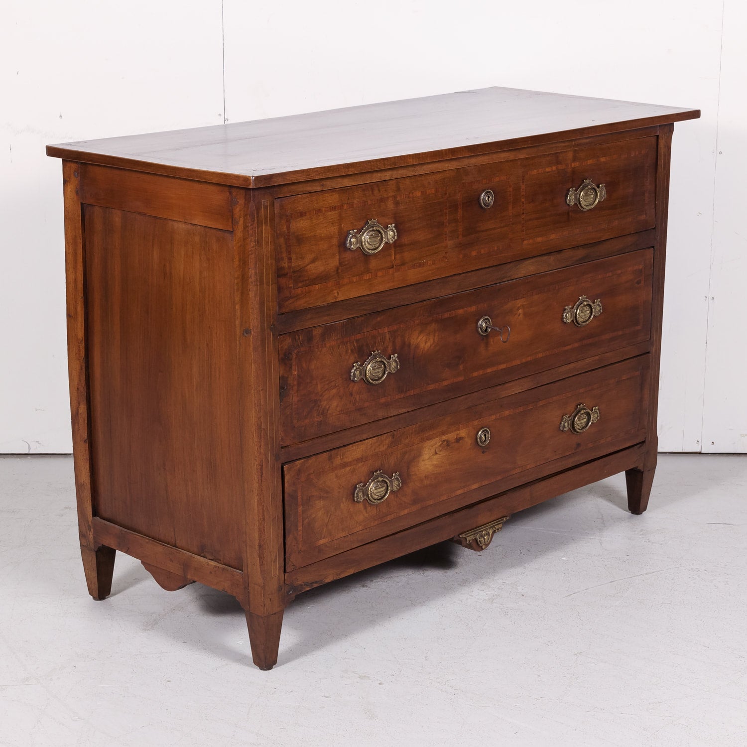 18th Century Period Louis XVI Walnut and Parquetry Commode