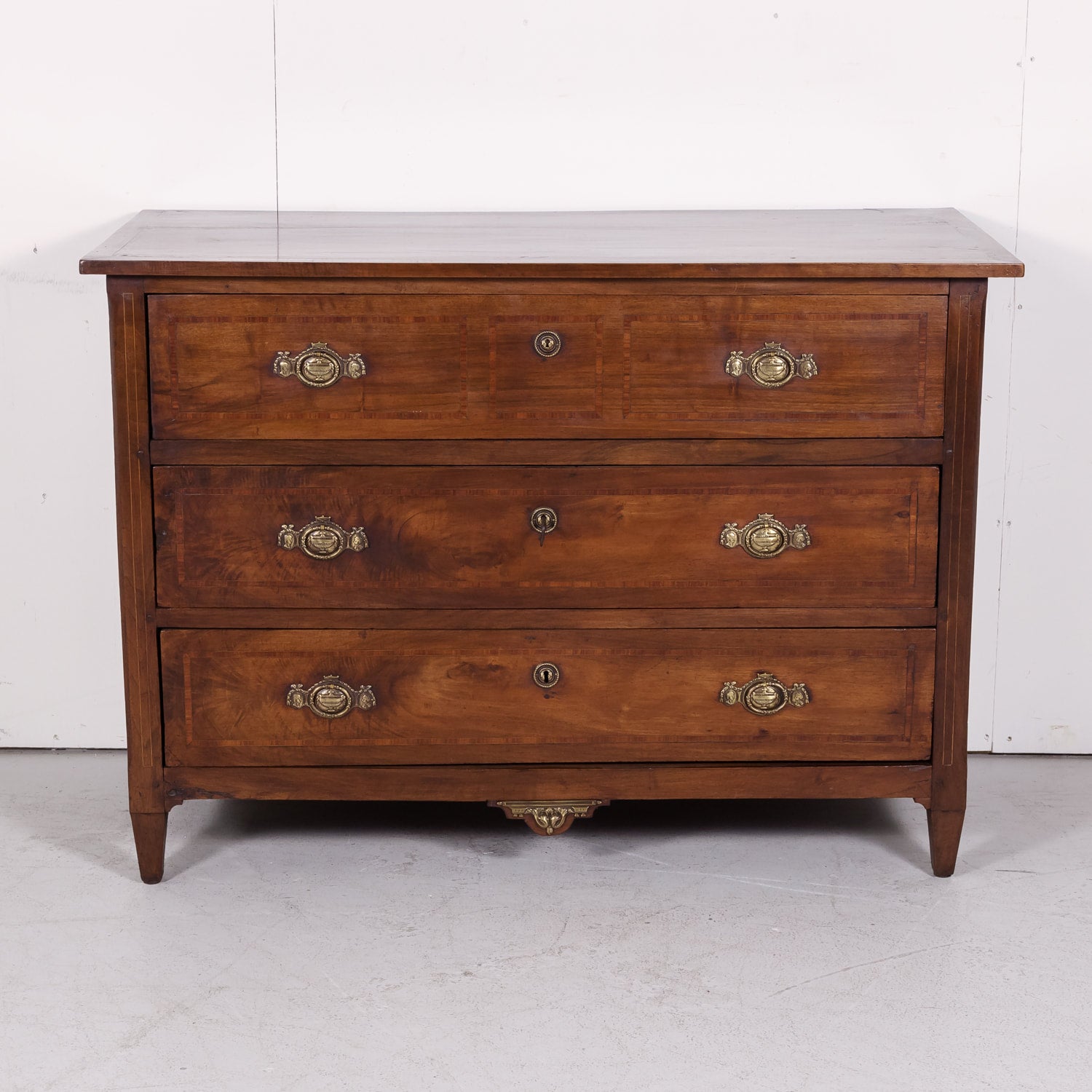 18th Century Period Louis XVI Walnut and Parquetry Commode