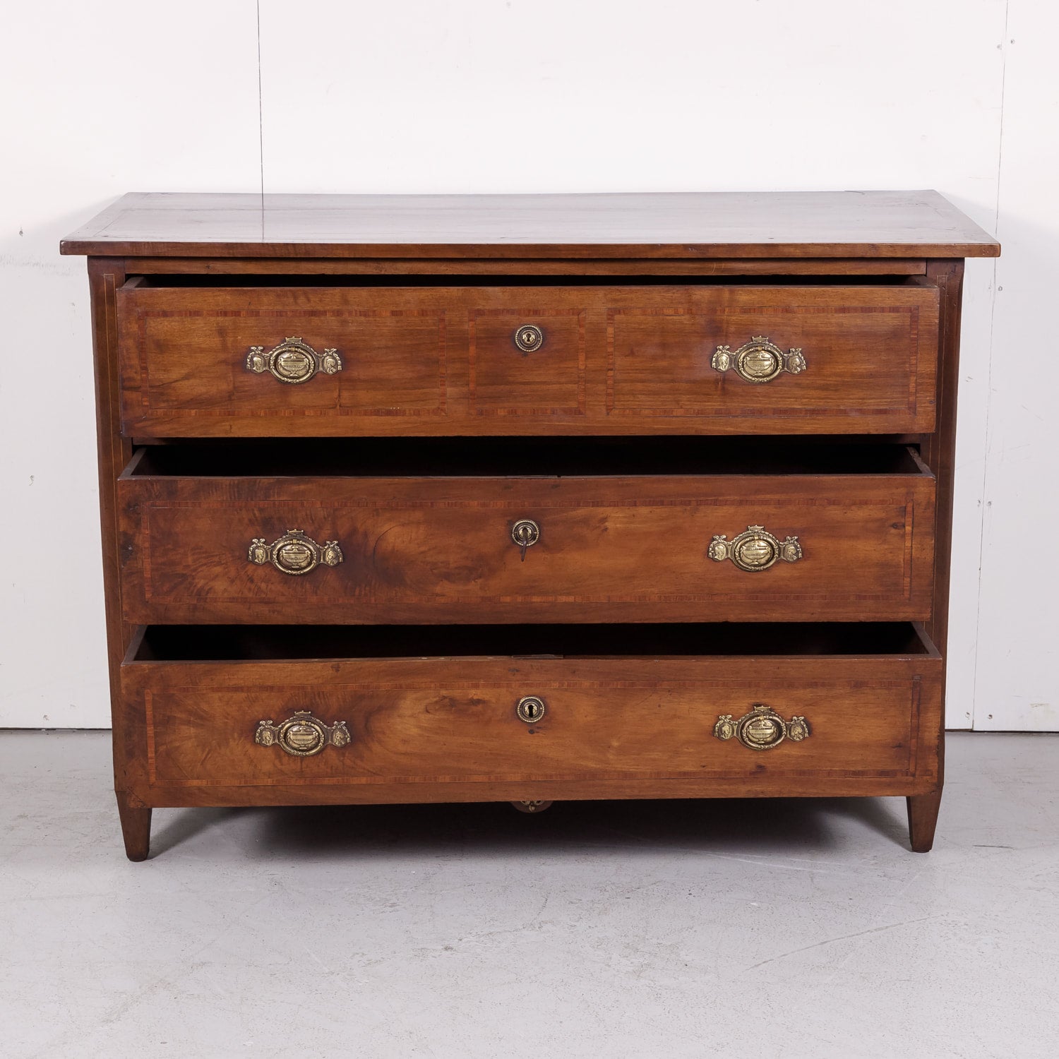 18th Century Period Louis XVI Walnut and Parquetry Commode