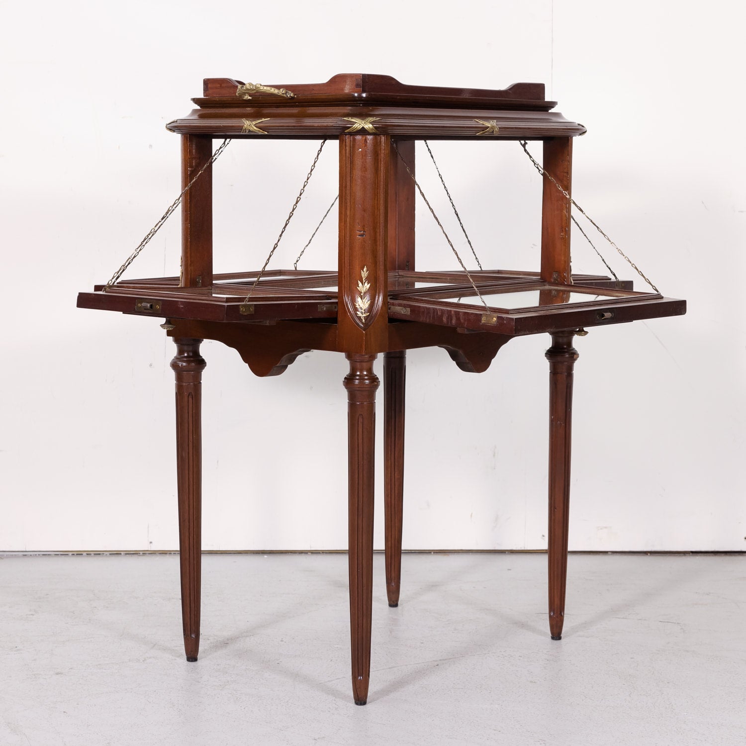 Fine 19th Century French Louis XVI Style Mahogany and Fruitwood Tea Table with Removable Tray