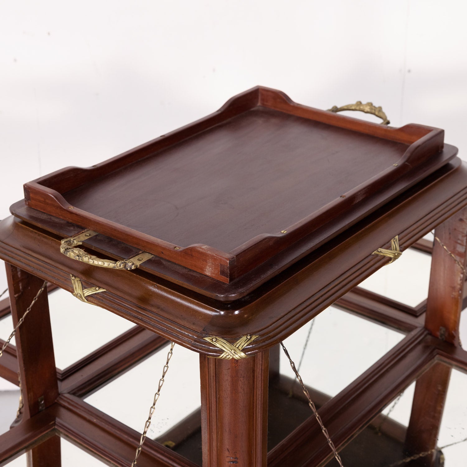 Fine 19th Century French Louis XVI Style Mahogany and Fruitwood Tea Table with Removable Tray