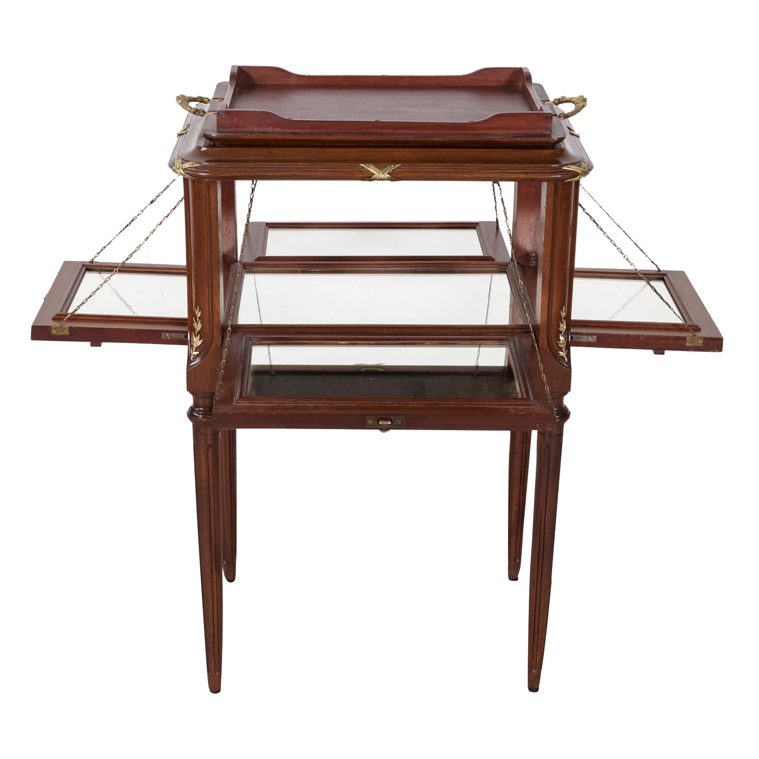 Fine 19th Century French Louis XVI Style Mahogany and Fruitwood Tea Table with Removable Tray