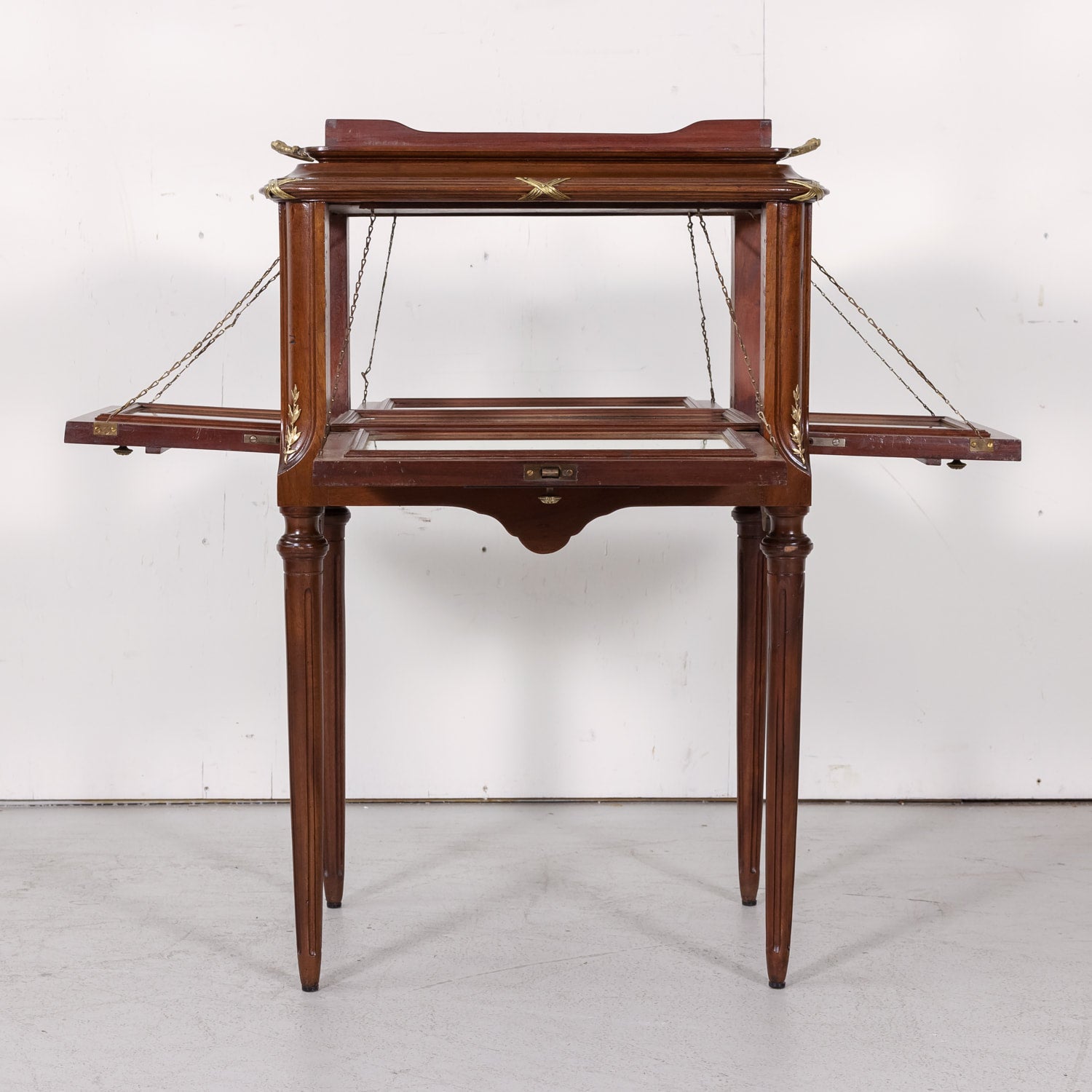Fine 19th Century French Louis XVI Style Mahogany and Fruitwood Tea Table with Removable Tray