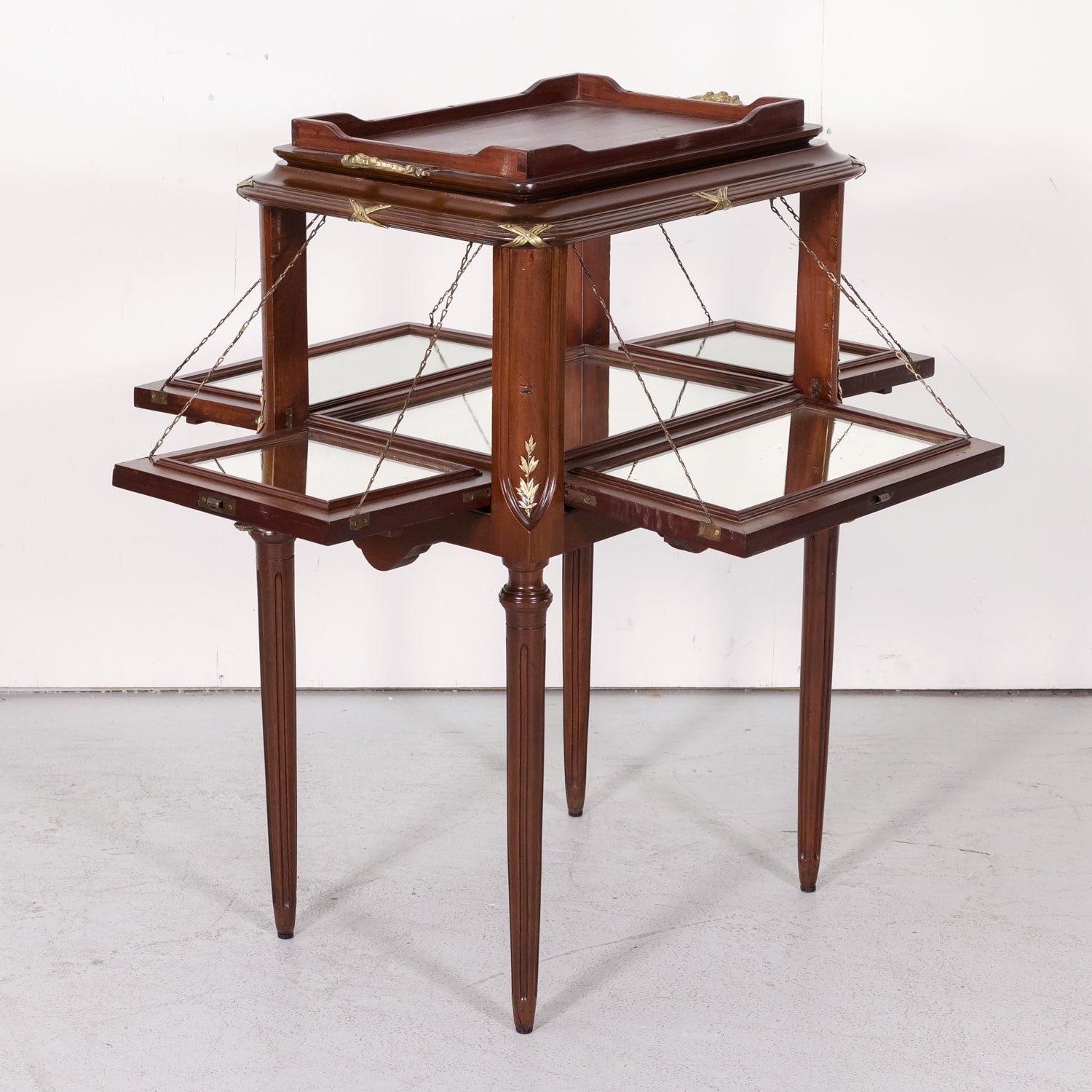 Fine 19th Century French Louis XVI Style Mahogany and Fruitwood Tea Table with Removable Tray