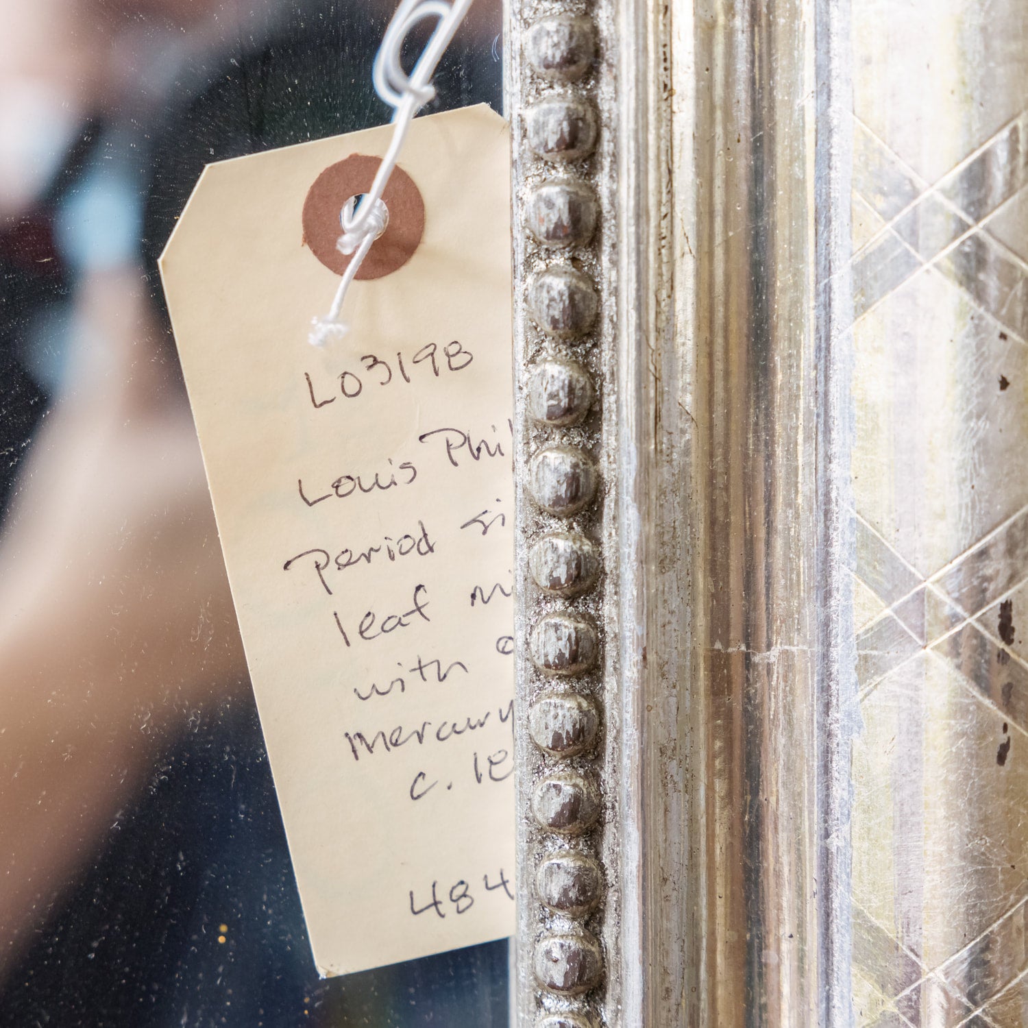 Large 19th Century French Period Louis Philippe Rectangular Silver Leaf Mirror