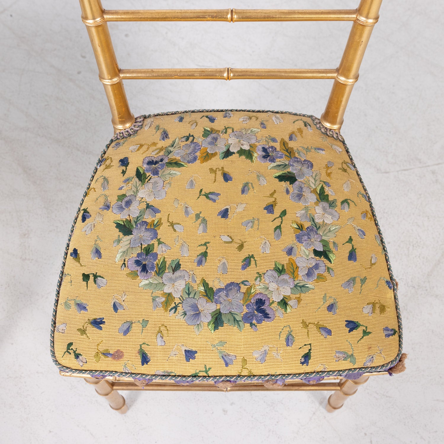 His and Her Pair of Antique French Faux Bamboo Giltwood Opera Chairs