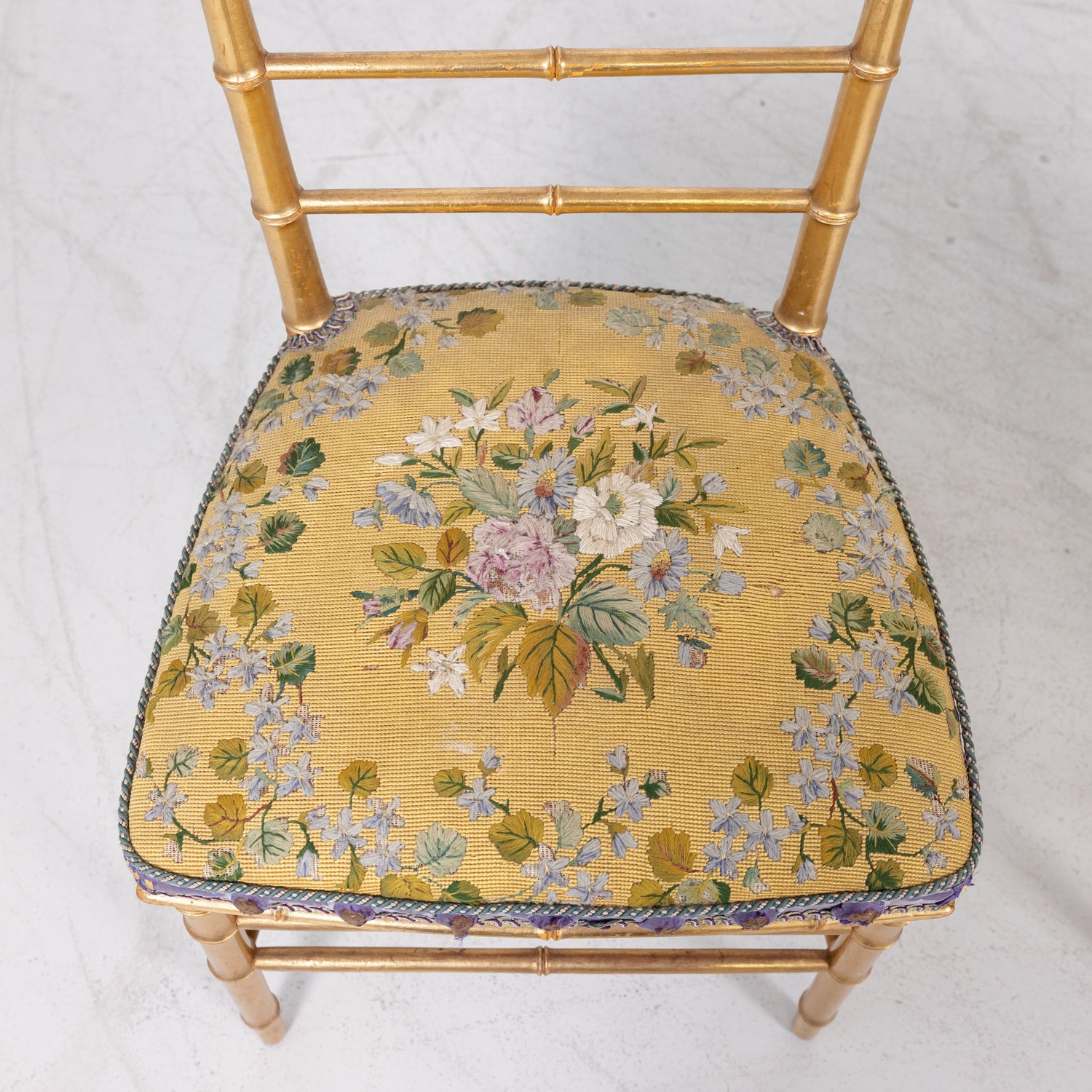 His and Her Pair of Antique French Faux Bamboo Giltwood Opera Chairs