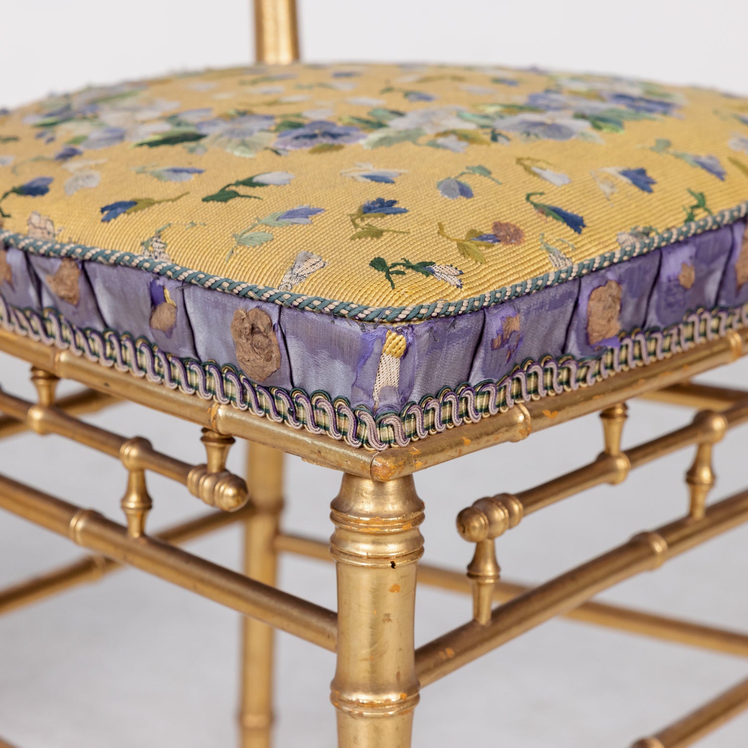 His and Her Pair of Antique French Faux Bamboo Giltwood Opera Chairs