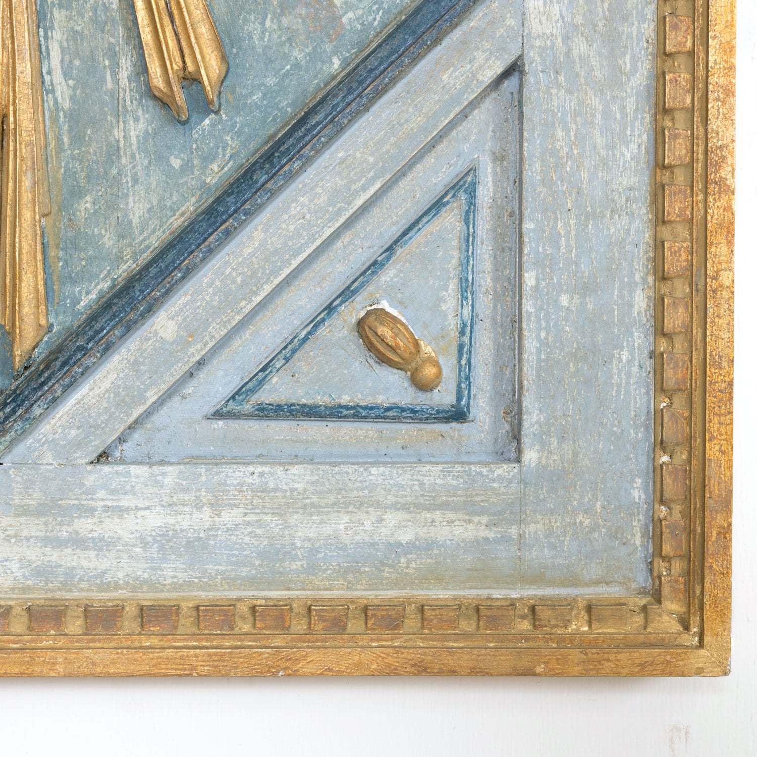 Framed Gold and Silver Leaf Italian Sunburst Mirror with 19th Century Giltwood Fragments