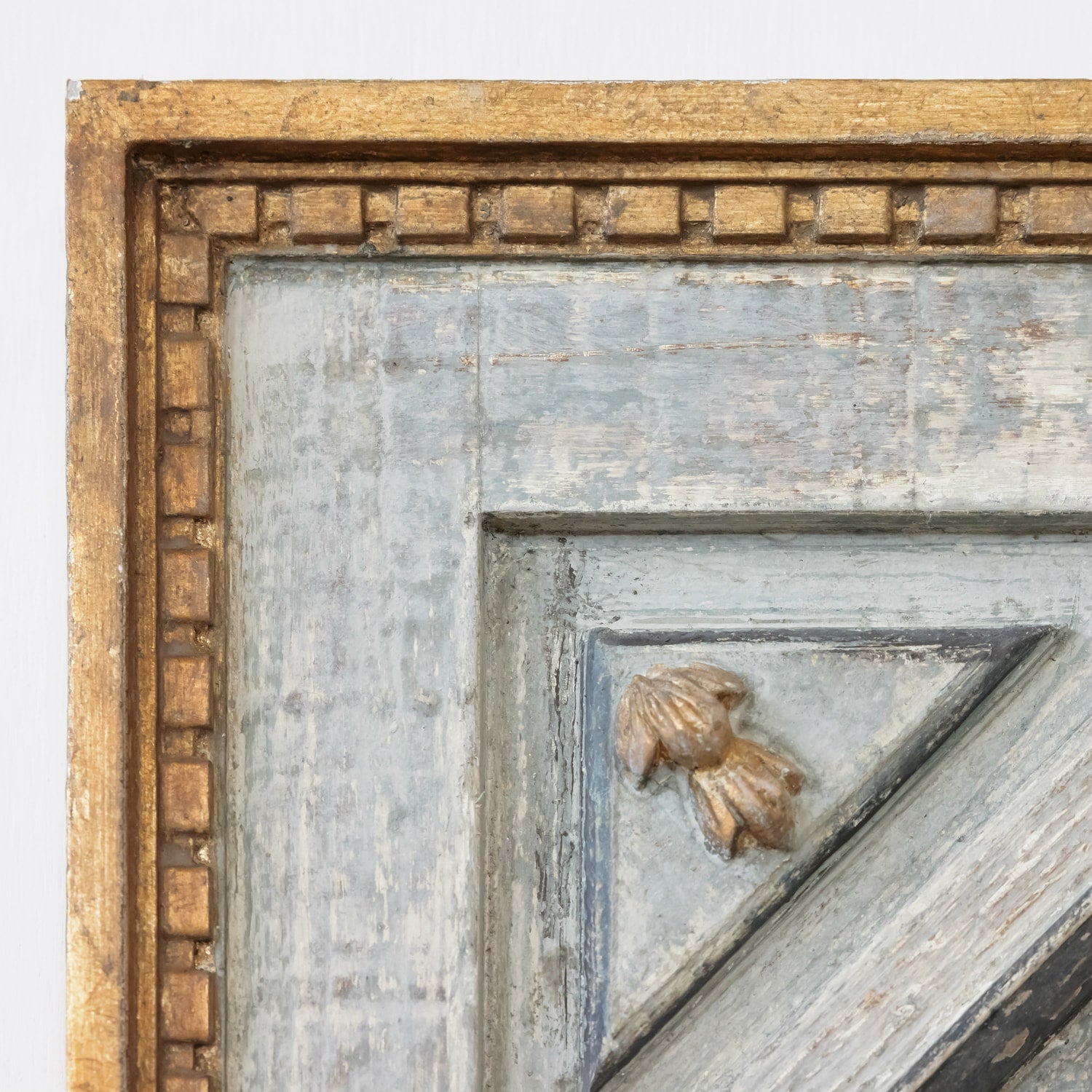 Framed Gold and Silver Leaf Italian Sunburst Mirror with 19th Century Giltwood Fragments